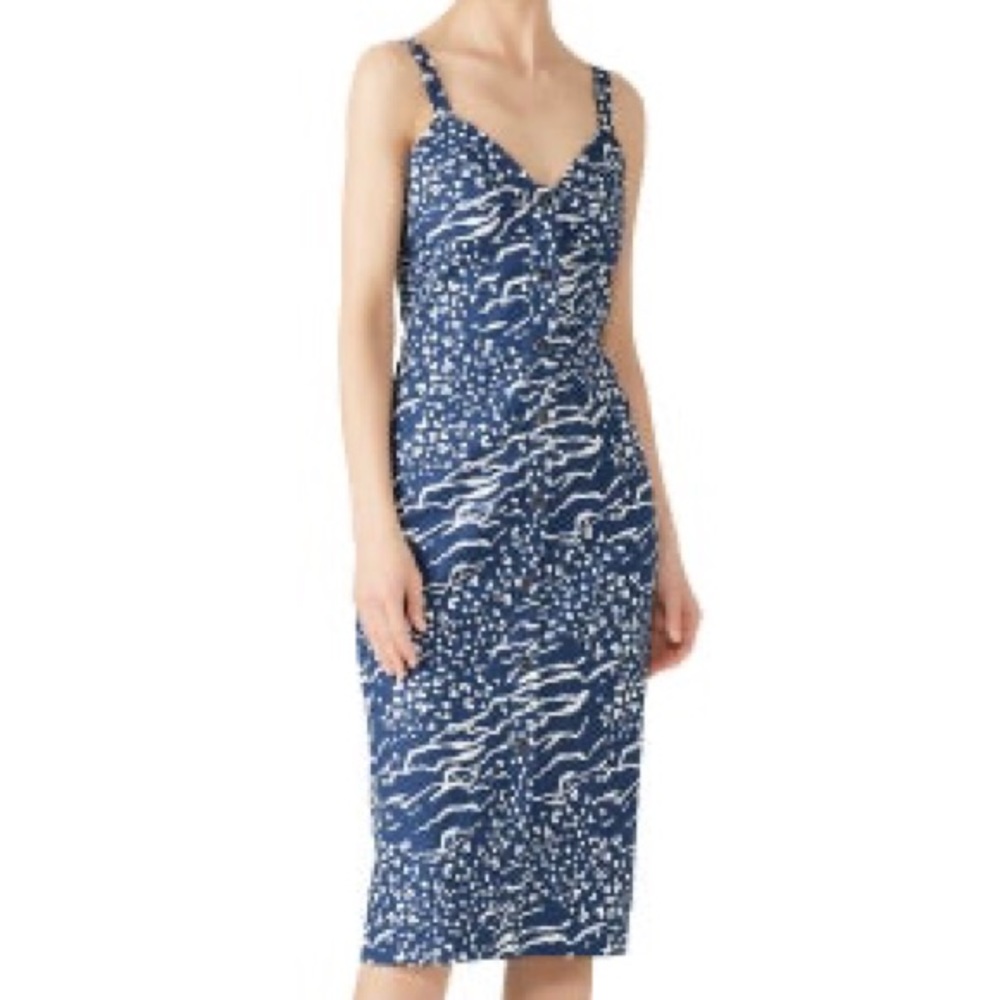 Tanya Taylor Abstract Animal Printed Antonia Dress Linen Blend {$495 Retail} 0